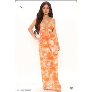 Fashion Nova Moana Maxi Dress - Orange/combo
